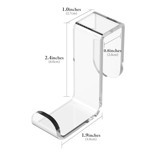 GEEKRIA Acrylic Cubicle Headphone Hook, Clear Headset Holder for Office Partition, Desk Panel & Cubicle Wall, Compatible with Bose, Sony, Sennheiser, Audio-Technica, JBL, Beats