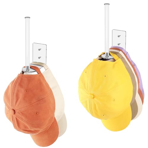 Durmmur 2 Pack Hat Racks for Baseball Caps, Acrylic Hat Organizer, Hat Hooks for Wall, Hat Holder Storage Organizer, Hat Hanger Strong Adhesive/Wall Drilled for Door, Bedroom, Closet(Clear 6 in) - color: Clear, size: 2 Pack 6 in