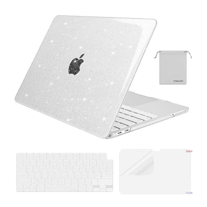 MOSISO Sparkly Glitter Case Compatible with MacBook Neo Case 13 inch 2026 Release Model A3404 with A18 Pro Chip, Crack-Resistant Protective Hard Shell Case&Keyboard Cover&ScreenFilm&Pouch, Transparent - color: Transparent