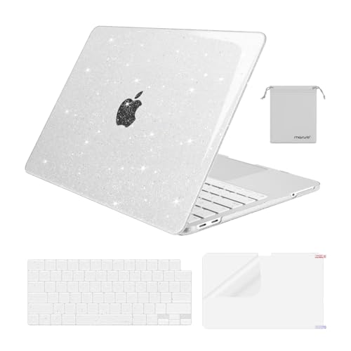 MOSISO Sparkly Glitter Case Compatible with MacBook Neo Case 13 inch 2026 Release Model A3404 with A18 Pro Chip, Crack-Resistant Protective Hard Shell Case&Keyboard Cover&ScreenFilm&Pouch, Transparent - color: Transparent