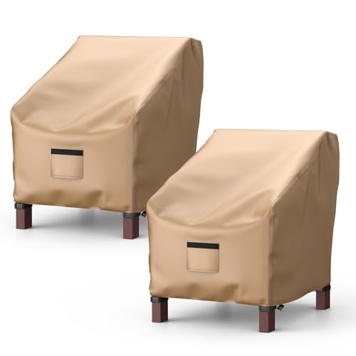 Patio Chair Covers for Outdoor Furniture Waterproof 2 Pack, Lawn Chair Covers Heavy Duty Oxford Cloth, Large Covers for Lounge Lawn Deep Seat 31" W x 33" D x 36" H-Brown - color: Brown, size: 31" W x 33" D x 36" H