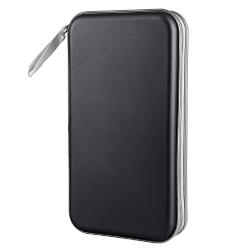 Siveit CD Case, 80 Capacity Hard Plastic DVD Case Portable Zipper CD/DVD Wallet Holder Storage Disc Binder Album Bag for Car Home Travel(Black) - color: Black