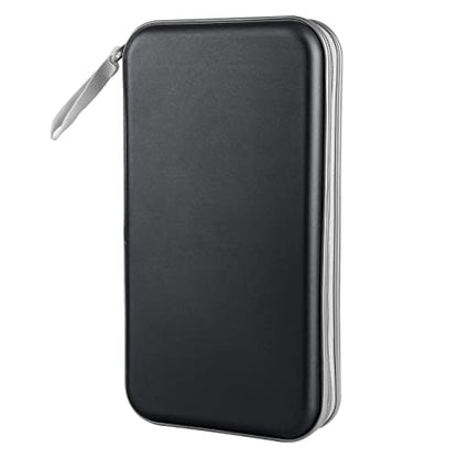 Siveit CD Case, 80 Capacity Hard Plastic DVD Case Portable Zipper CD/DVD Wallet Holder Storage Disc Binder Album Bag for Car Home Travel(Black) - color: Black