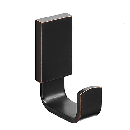 BESy Brass Clothes Hook Single Towel Hook for Bathroom Kitchen Garage Square Style Robe Hooks Coat and Hat Hook, Wall Mounted with Screws, Oil Rubbed Bronze - color: Oil Rubbed Bronze, size: 1 Pack