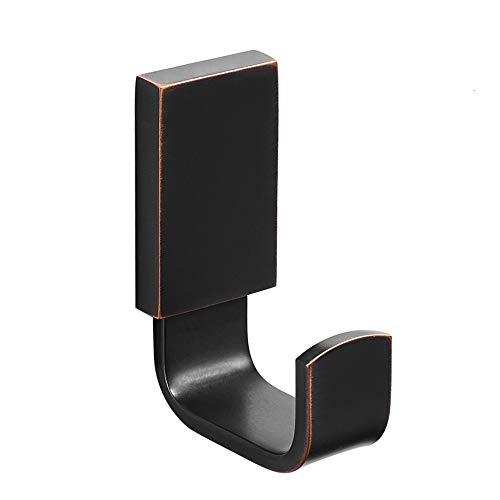 BESy Brass Clothes Hook Single Towel Hook for Bathroom Kitchen Garage Square Style Robe Hooks Coat and Hat Hook, Wall Mounted with Screws, Oil Rubbed Bronze - color: Oil Rubbed Bronze, size: 1 Pack