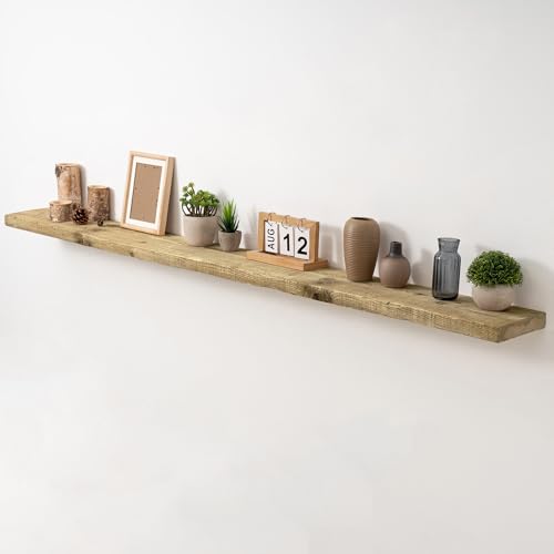 Acovy 72" Unfinished Solid Reclaimed Wood Floating Shelves, Rustic Heavy-Duty Wall Shelves, 8" Deep Floating Shelf for Living Room, Bathroom, Bedroom and Kitchen, Set of 1, Natural - color: Natural, size: 72inches-1P