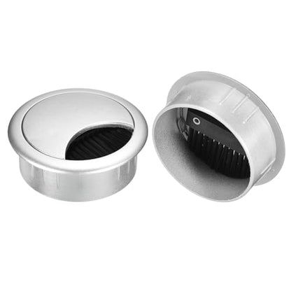 uxcell 2Pcs Cable Hole Cover, 2-3/8 Inch(60mm) ABS Desk Cable Wire Cord Grommet Hole Cover for Office Computer Desk Wire Organizer, Silver