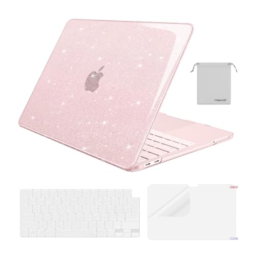 MOSISO Sparkly Glitter Case Compatible with MacBook Neo Case 13 inch 2026 Release Model A3404 with A18 Pro Chip, Crack-Resistant Protective Hard Shell Case&Keyboard Cover&ScreenFilm&Pouch, Blush - color: Blush