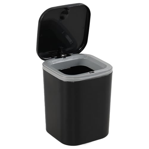 Gloreen 0.5 Gallon Mini Desktop Trash Can, Tiny Plastic ‎Garbage Can with Push Button Lid, Black
