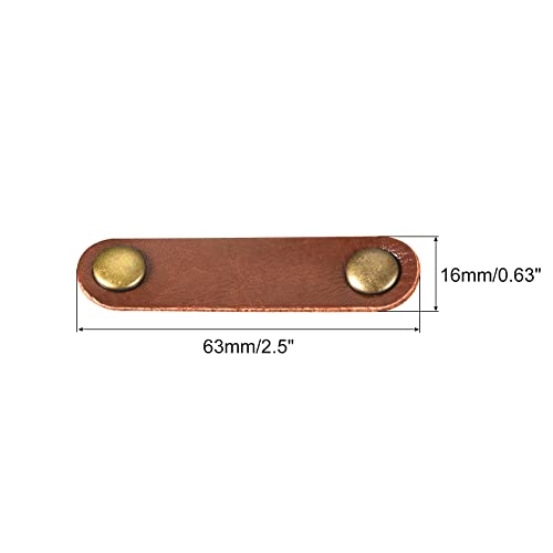 MECCANIXITY Pack of 5 Leather Cable Straps Cord Organizer 63x16mm Portable Cable Leather Clips Light Brown Earphone Cord Management for Cable, Wire - color: Light Brown