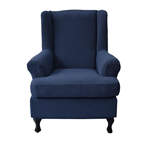 KRFOONN Wingback Chair Covers Slipcovers 2 Piece Stretch Wing Chair Covers Spandex Slipcovers Wingback Sofa Cover Armchair Covers Non-Slip Furniture Protector for Living Room Wingback Chairs, 02 - color: 02