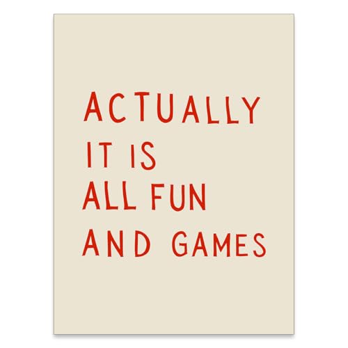 FuSatisYilife Retro Funny Red Typography Posters It is All fun and Games Canvas Wall Art Minimalist Painting Artwork Positive Affirming Quote Prints for Home Dorm Office Decor 11x14in Unframed - color: Affirmation05, size: 14L" x 11W", style: Unframed