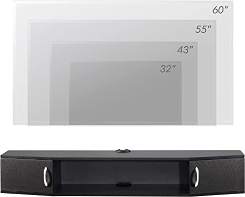 FITUEYES Floating TV Stand with Cabinet, Wall Mounted TV Shelf Media Console Entertainment Center Desk Storage Hutch for Home and Office, 41'' - color: Black