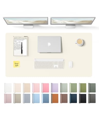 YSAGi Leather Desk Protector, Office Mat, Large Mouse Mat, Non-Slip PU Leather Blotter, Laptop Desk Pad, Waterproof Writing Pad for Office and Home (Cream, 47.2" x 23.6") - color: Cream, size: 47.2" x 23.6"