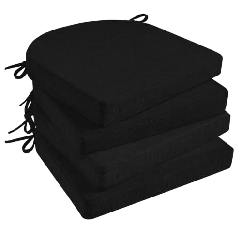 Basic Beyond Chair Cushions for Dining Chairs 4 Pack, Kitchen Chair Cushions with Ties and Non Slip Backing, 16 x 16 inches Chair Pads for Dining Chairs (Black) - color: Black, size: 16"x16"x2"(Pack of 4)
