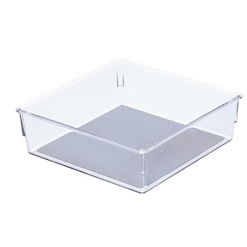Glad Drawer Organizer Bin, 6x6 - Heavy Duty Clear Plastic Storage Tray for Junk Drawers, Kitchen Utensils, Bathroom Vanity, and Organizing Pantry - BPA Free, Food Safe, Non Slip - size: 6x6