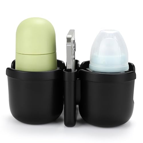 Accmor Stroller Cup Holder with Phone Holder, Bike Cup Holder, Universal Cup Holder for Uppababy Nuna Doona Strollers, 2-in-1 Cup Holder for Walker, Wheelchair, Scooter - color: Double Holder-Other Shape