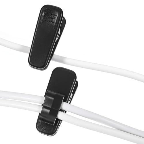 24 PCS Clips for Earphone Wire, 1 Inch Length Earphone Wire Clip Small Headphone Clips Lapel Mic Clip Headphone Mount Cable Clothing Clip for Fixing Earphones Microphone Cord (Black White)