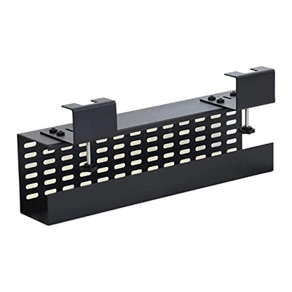 AEONS Under Desk Cable Management Tray Black Horizontal 16-inch Under Desk Removable C Clamp Mount Computer Cord Raceway and Modesty Panel - style: 16” Clamp