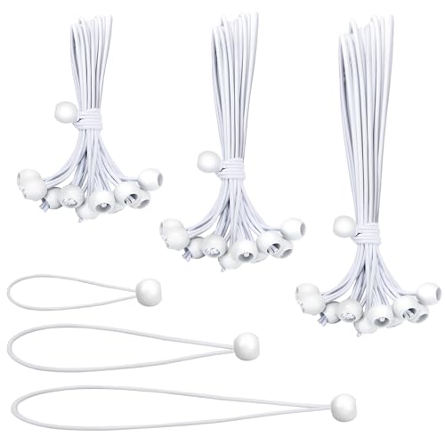 30PCS of 3 Sizes Ball Bungee Cords, 6, 9, 11 Inch Tarp Canopy Bungee Balls, Heavy Duty Tie Down Cord for Shelter, Gazebo, Camping, Tent, Cargo, Holding Wire and Hoses (Ball Size 1 inch) - color: White