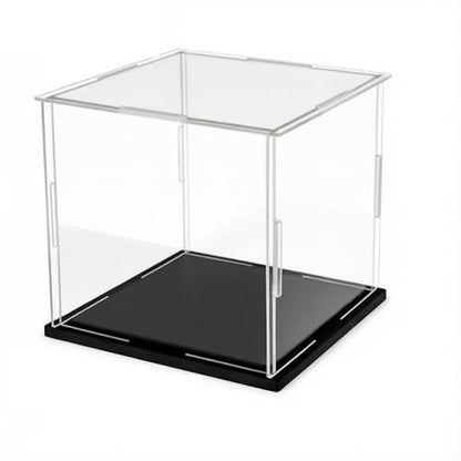 Clear Acrylic Display Case, 8x8x8 inch (20x20x20cm) | Assemble Cube Display Box, Black Base, Dustproof Protection, For Collectibles Memorabilia Figurines - size: 8 x 8 x 8 inches