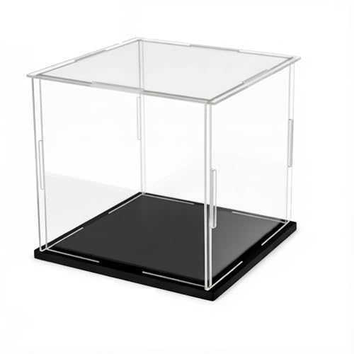 Clear Acrylic Display Case, 6x6x6 inch (15x15x15cm) | Assemble Cube Display Box, Black Base, Dustproof Protection, For Collectibles Memorabilia Figurines - size: 6 x 6 x 6 inches