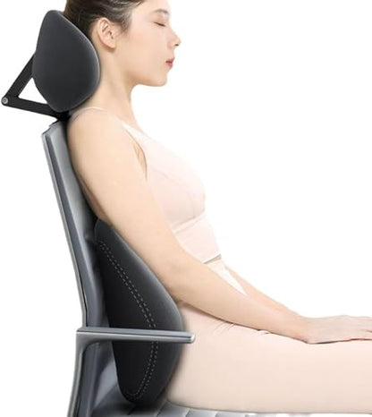 Memory Foam Headrest Attachment for Office Chair, Attachable Chair Head Rest, Desk Chair Neck Support, Elastic Sponge Head Pillow Adjustable Height and Angle (Black) - color: Black