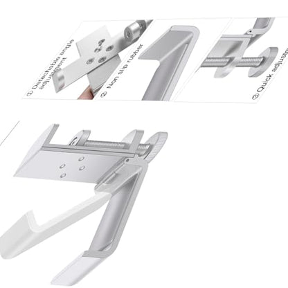 All Aluminum Foldable Headphone Holder - Universal Stand for Gaming PC Accessories, Under Desk Clamp Hook (Silver) - color: Silver