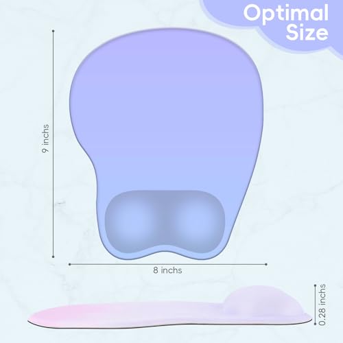 Mouse Pad with Wrist Rest Ergonomic Mouse Pad with Comfortable M-Shape Pain Relief Wrist Support Non-Slip PU Base Mousepad for Laptop, Office & Home (Light Blue Purple) - color: Light Blue Purple