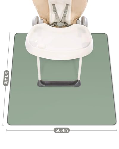 Blissful Diary Baby Splat Mat for Under High Chair, 50.4 x 50.4 Inch Wipeable Splash Mat, Waterproof and Washable, Anti-Slip Floor Protector, Sage Green - color: Sage Green