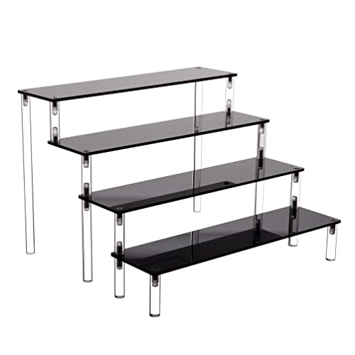 Acrylic Stands for Display,4 Tier Black Cupcakes Perfumes Figurines Display Stand Risers Shelf for Decoration and Organizer - size: 4 tier