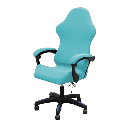 Gaming Chair Cover Set with Armrest Covers, Stretch Ruffled Slipcover for Racing Office Computer Reclining Chairs (Sky-Blue) - color: Sky-blue