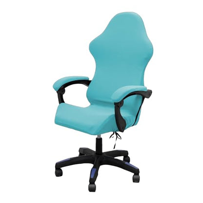 Gaming Chair Cover Set with Armrest Covers, Stretch Ruffled Slipcover for Racing Office Computer Reclining Chairs (Sky-Blue) - color: Sky-blue
