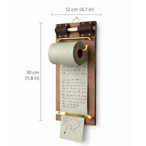 Retro Wall Mounted Memo Board with 1 Natural Dark Green Roll – Rustic Clipboard Notepad, Tearable Writing Pad for Notes, Menu, Kitchen, Café and Home Office Decoration - style: Dark Green Board + 1 Roll