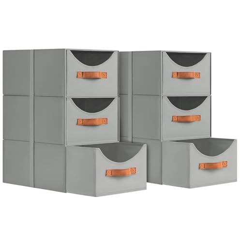 Homsorout Stackable Storage Drawers - Collapsible Storage Bins with Drawers, 6 Pack Closet Shelf Organizer Basket, Fabric Pull Out Organizer for Bedroom, Living Room, Dorm, Grey - color: Gray, size: 13 Inch. - 6 Pack