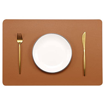Wipeable Placemats Leather Table Mats Waterproof Heat-Resistant Easy to Clean for Dining Table Set Kitchen Table (6, Brown) - color: Brown, size: set of 6