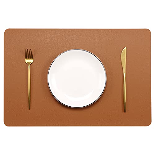 Fall Placemats Set of 4 Wipeable Table Mats Easy to Clean Waterproof Kitchen Mats for Dining Table Outdoor Indoor (4, Brown) - color: Brown, size: set of 4