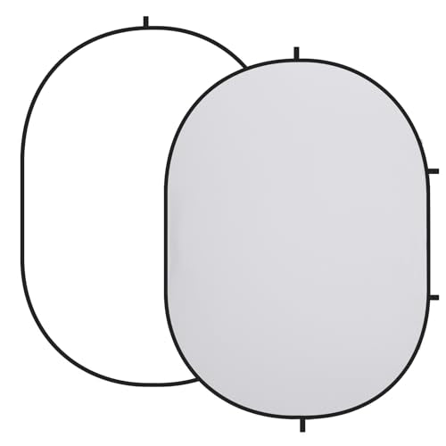 Kate 5x6.5ft(1.5x2m) Collapsible Backdrop White Grey Twist Flex Folding Pop up Backgrounds for Photoshoot, Headshots Photo, Video Calls - color: White/Grey