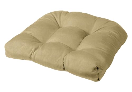Cushion Source Tufted Chair Cushion | Rounded Back Corners | 21" x 19" x 4" Seat Cushion | No Ties | Indoor/Outdoor | Multiple Sunbrella Fabric Options Available (Sunbrella Canvas Heather Beige) - color: Sunbrella Canvas Heather Beige