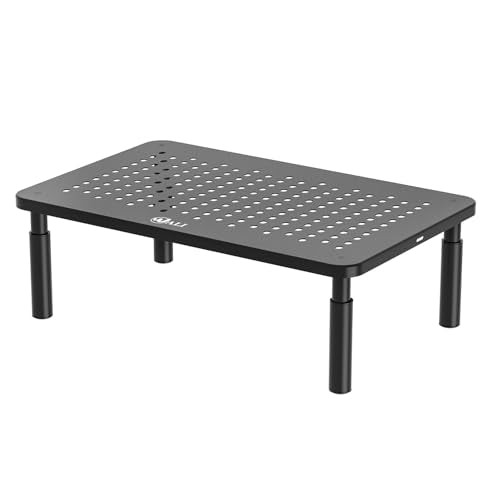 WALI Computer Monitor Stand for Desk, Adjustable Laptop Riser, Desk Monitor Stand Underneath Storage for Office, Home, School Supplies (STT003), 1 Pack, Black - color: Metal Black, size: 14.6"L * 9.3"W