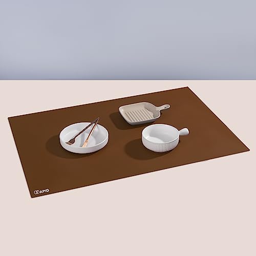 Extra Large Silicone Mat 36" x 24" Place Mats, Heat Resistant Mat for Kitchen Countertop Protector, Thick Placemats Washable Silicone Mats for Kitchen Counter Mat Dining Table Mat, Brown, SAPID - color: Brown, size: 36" x 24"