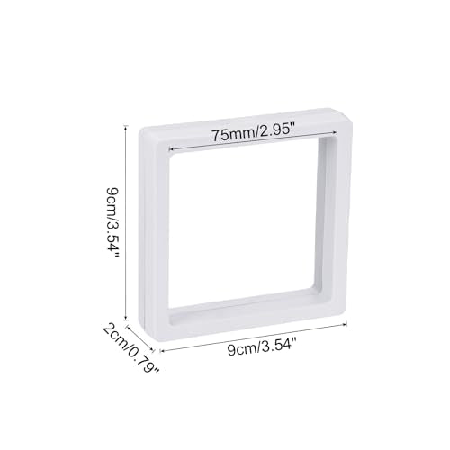 MECCANIXITY Floating Frame Display Holder Stand 3D Jewelry Display Boxs 3.54 x 3.54 x 0.79 Inch White for Ring Necklace Bracelet Earring Pack of 2 - color: White, size: 3.54 x 3.54 x 0.79 inch