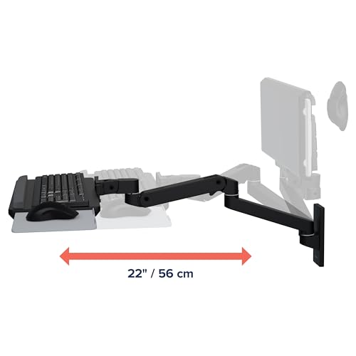 Ergotron – Upgraded LX Pro Premium Keyboard Arm, Wall Mount Adjustable Keyboard Tray – Matte Black - color: Matte Black