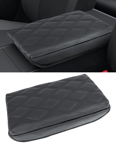 Center Console Cover for 2025 2026 Tesla Model Y Juniper, Soft PU Leather Armrest Cushion for Tesla Model 3 Highland,Elbow Support Car Interior Accessories（Black）