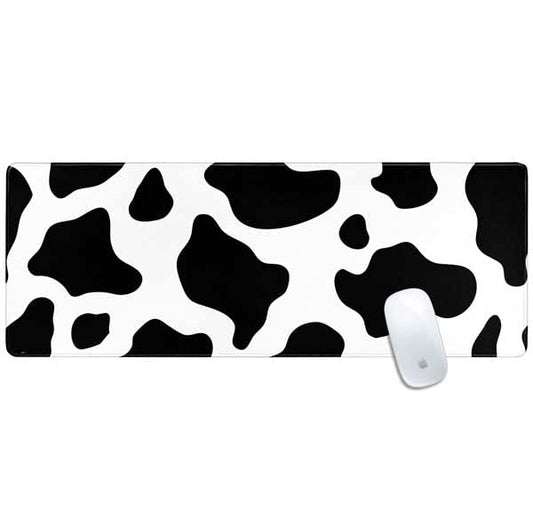 Skinit Large Gaming Mouse Pad - Cow Pattern Animal Print Design with Stitched Edges, Waterproof, Non-Slip Rubber Base, Desk Mat for Keyboard & Mouse, 31.5" x 11.8" inches - color: Black - PTTRNS05, size: 31.5" x 11.8"