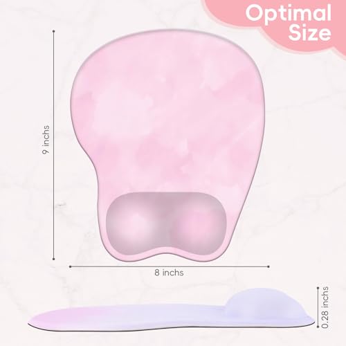 Mouse Pad with Wrist Rest Ergonomic Mouse Pad with Comfortable M-Shape Pain Relief Wrist Support Non-Slip PU Base Mousepad for Laptop, Office & Home (Blush Pink) - color: Blush Pink