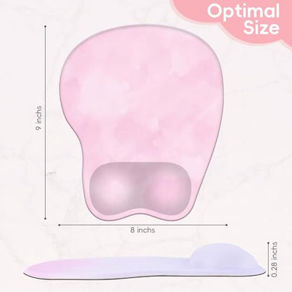 Mouse Pad with Wrist Rest Ergonomic Mouse Pad with Comfortable M-Shape Pain Relief Wrist Support Non-Slip PU Base Mousepad for Laptop, Office & Home (Blush Pink) - color: Blush Pink