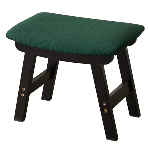 Kitsanery Foot Stool,Ottoman,Bamboo Small Sofa Foot Rest Under Desk,Extra Seating for Living Room, Bedroom and Kitchen (Black Stool Legs - Green Surface) - color: Black Stool Legs - Green Surface