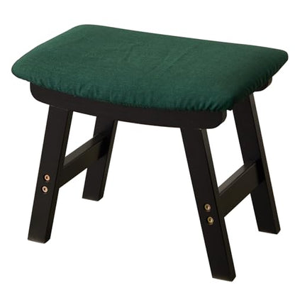 Kitsanery Foot Stool,Ottoman,Bamboo Small Sofa Foot Rest Under Desk,Extra Seating for Living Room, Bedroom and Kitchen (Black Stool Legs - Green Surface) - color: Black Stool Legs - Green Surface