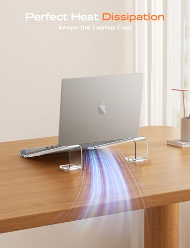 LOXP Acrylic Laptop Stand for Desk, Laptop Stand with Wrist Support, Ergonomic Detachable Laptop Riser, Acrylic Protable, Computer Stand for MacBook Air Pro, HP, Dell, XPS, HP (10-17") Laptops - color: Acrylic Clear